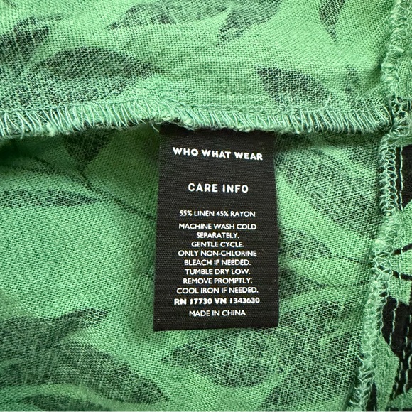 Who What Wear Island Palm Linen Blend Shift Dress - Picture 7 of 7